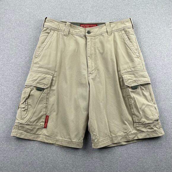 VTG Y2K Abercrombie Fitch Cargo Shorts Men XL 36" Tan Baggy Distress Paratrooper